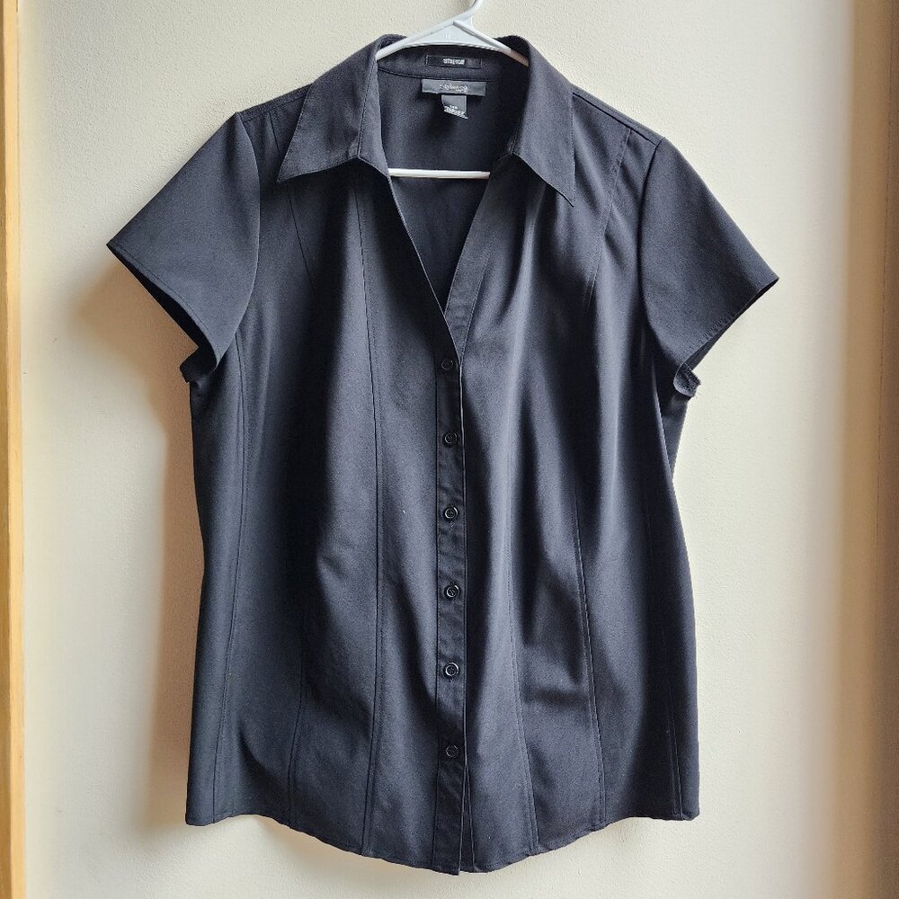 Style & Co. Black Short Sleeve Button Down Shirt Size 14W